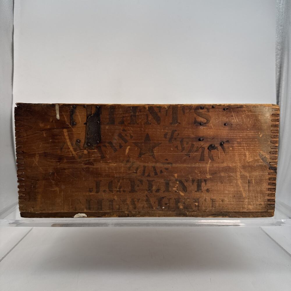 ANTIQUE FLINT’S STAR MILLS COFFEE & SPICE JG FLINT MILWAUKEE WI Wood Box